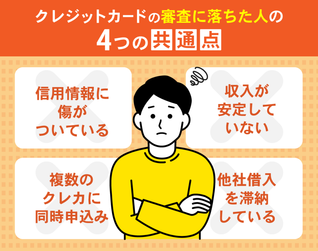 クレジットカードの審査で落ちる人の共通点一覧