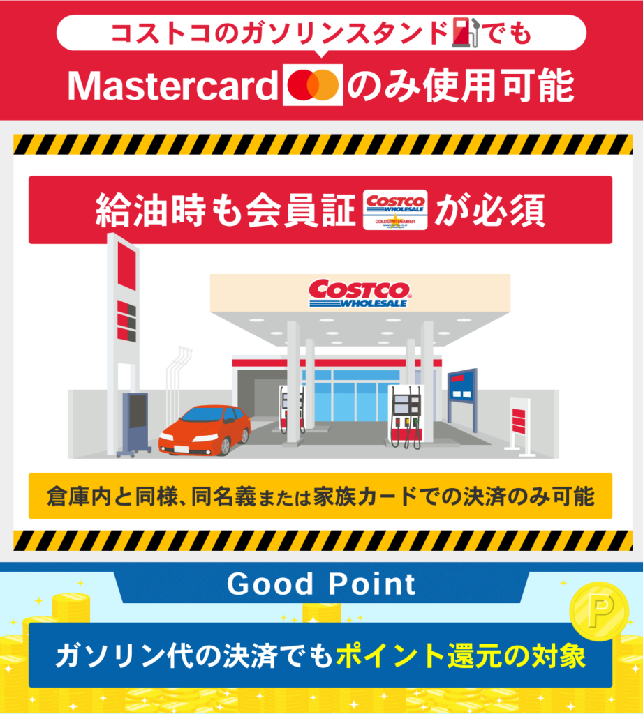 コストコ内のガソリンスタンドでクレジットカードを使う時の注意点