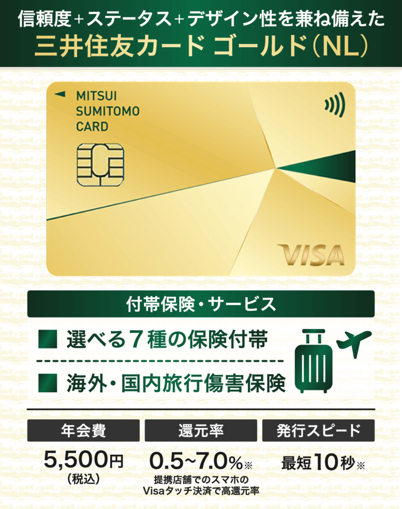 三井住友カード ゴールド(NL)のステータスの高さと付帯サービス一覧