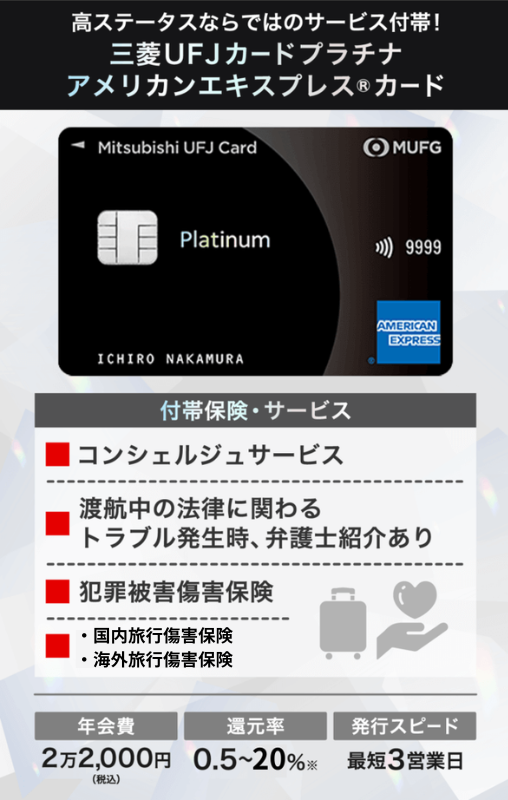 三菱UFJカードプラチナのステータスの高さと付帯サービス一覧