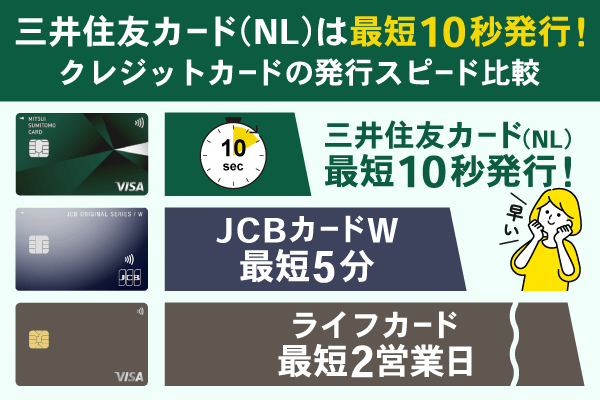 三井住友カード(NL)は最短10秒発行で速い