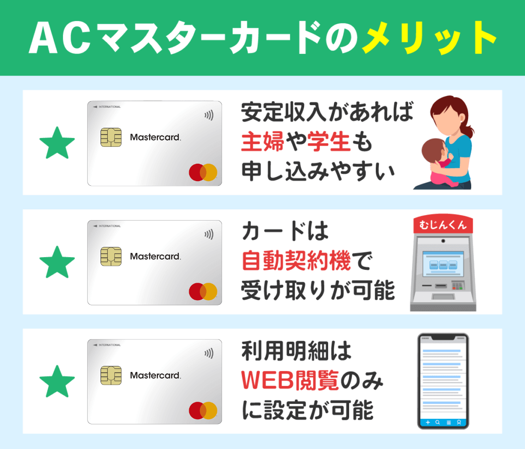 ACマスターカード発行のメリット一覧