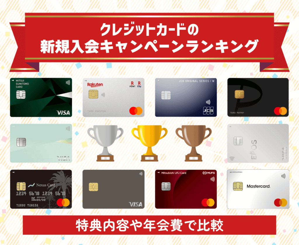 クレジットカード新規入会キャンペーンのランキングを比較