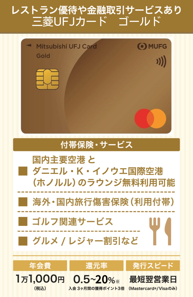 三菱UFJカード ゴールドプレステージのステータスの高さと付帯サービス一覧