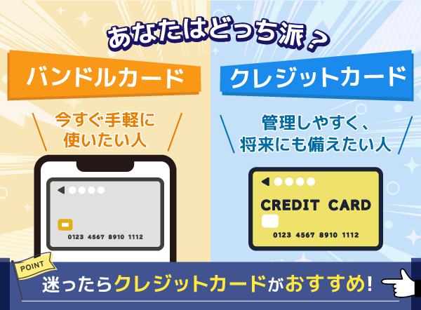 バンドルカードとクレジットカードの違いを紹介している画像