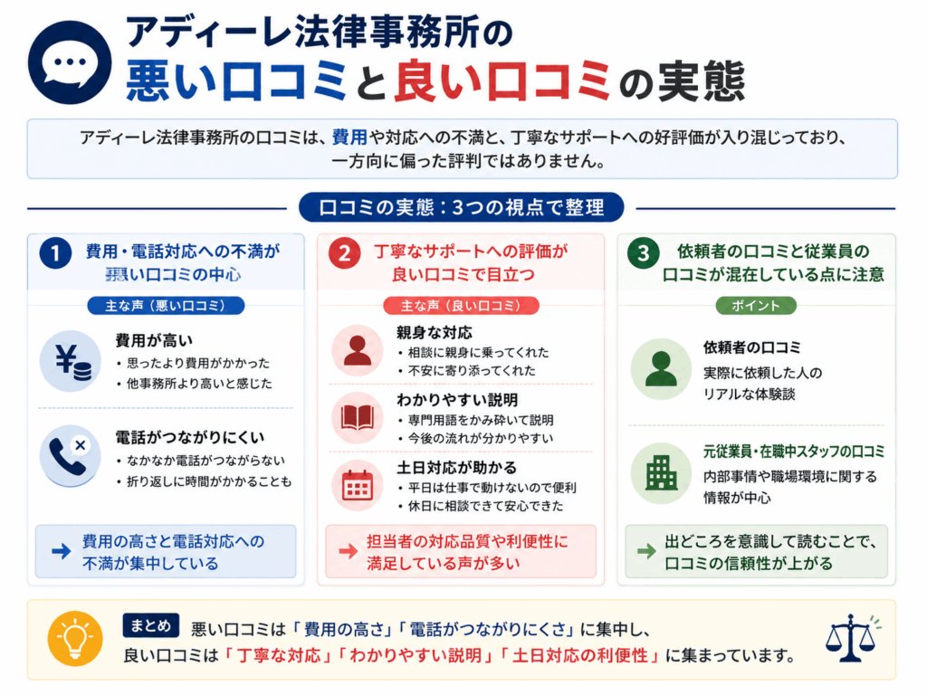 アディーレ法律事務所の悪い口コミと良い口コミの実態画像